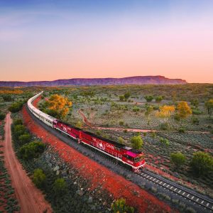 the Ghan train in the Outback