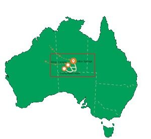 The Red Centre of Australia showing tour route